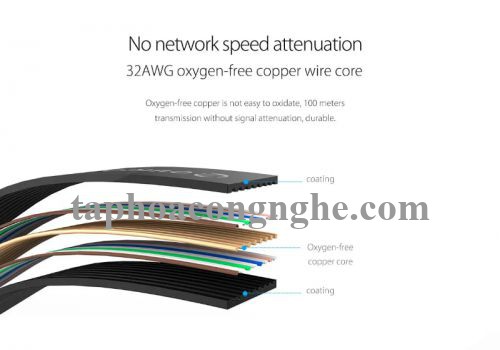 Orico 95681 PUG-C6B-150-BK CAT6 Dây dẹp 15M màu Đen Cáp mạng 30095681